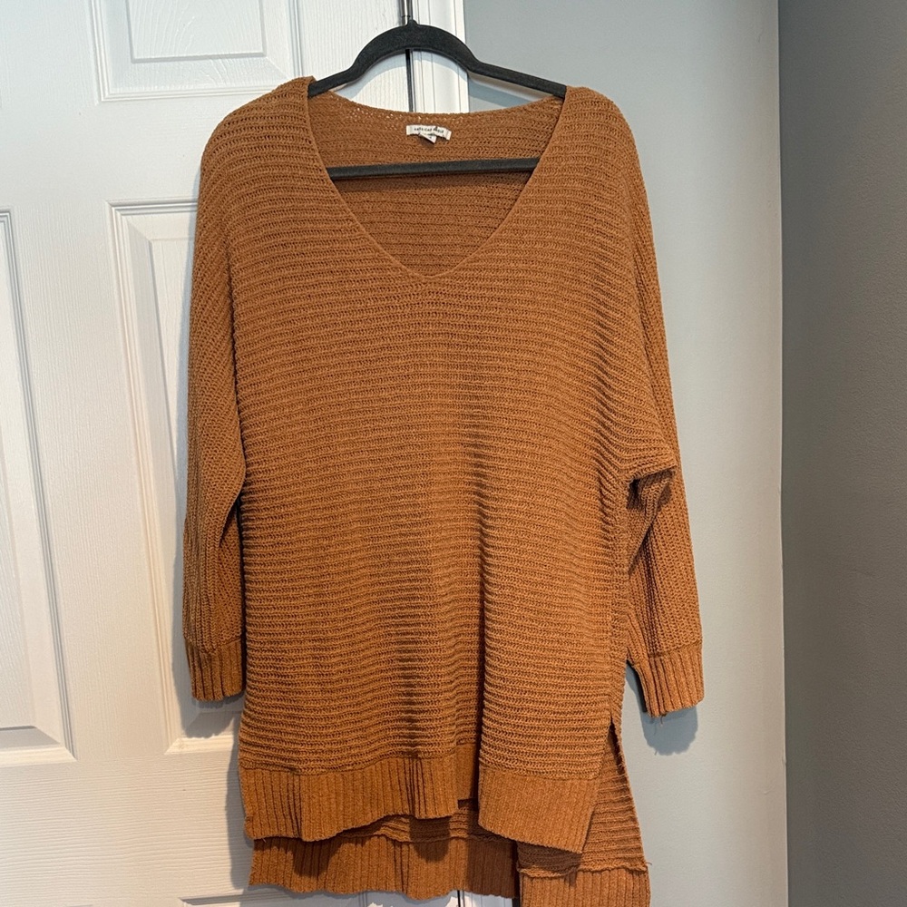 American Eagle Outfitters V-Neck Sweater in Tan